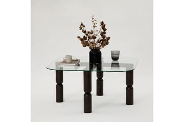 Harman Ovalt Soffbord 80 cm i Glas och Trä med Svarvade Ben - Klar - Möbler - Vardagsrum - Soffbord & vardagsrumsbord - Soffbord