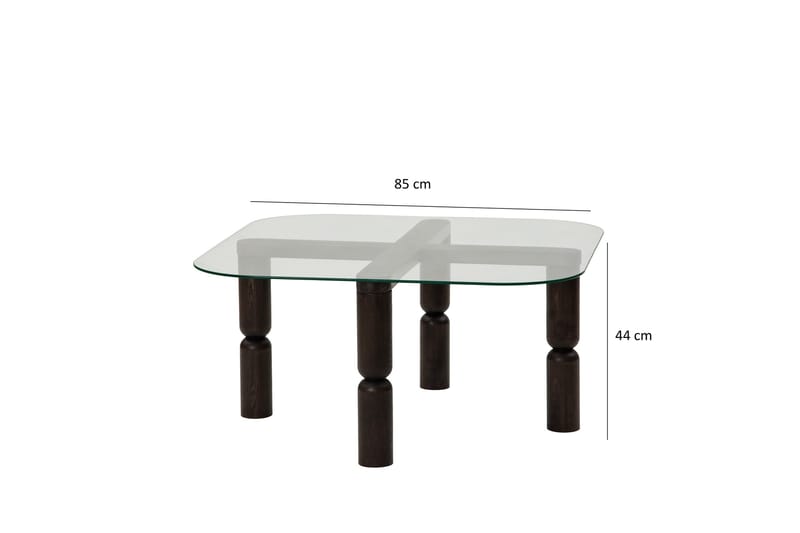 Harman Ovalt Soffbord 80 cm i Glas och Trä med Svarvade Ben - Klar - Möbler - Vardagsrum - Soffbord & vardagsrumsbord - Soffbord