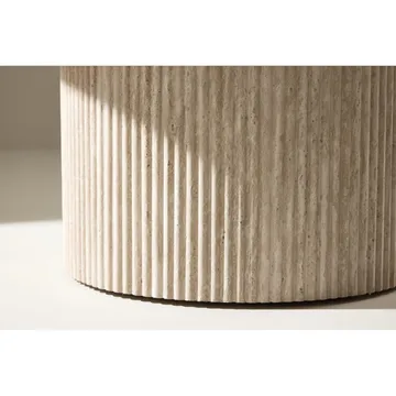 Härön Runt Soffbord 80 cm i Sten med Räfflad Pelarfot - Beige - Möbler - Vardagsrum - Soffbord & vardagsrumsbord - Soffbord