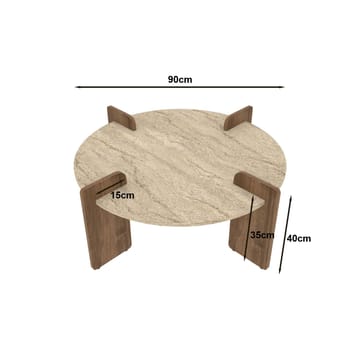 Harvo Soffbord 90x35x90 cm - Travertin och valnöt - Möbler - Vardagsrum - Soffbord & vardagsrumsbord - Soffbord