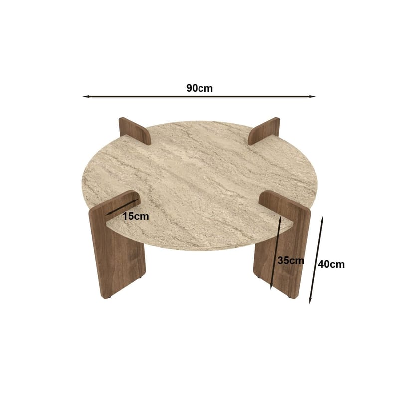 Harvo Soffbord 90x35x90 cm - Travertin och valnöt - Möbler - Vardagsrum - Soffbord & vardagsrumsbord - Soffbord