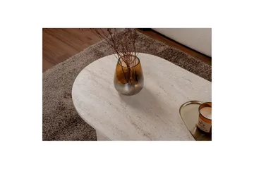 Hasina Ovalt Soffbord 119x60 cm med Travertinutseende - Vit - Möbler - Vardagsrum - Soffbord & vardagsrumsbord - Soffbord