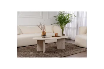 Hasina Ovalt Soffbord 119x60 cm med Travertinutseende - Vit - Möbler - Vardagsrum - Soffbord & vardagsrumsbord - Soffbord