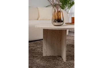 Hasina Ovalt Soffbord 119x60 cm med Travertinutseende - Vit - Möbler - Vardagsrum - Soffbord & vardagsrumsbord - Soffbord