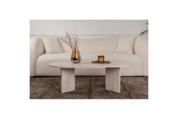 Hasina Ovalt Soffbord 119x60 cm med Travertinutseende - Vit - Möbler - Vardagsrum - Soffbord & vardagsrumsbord - Soffbord