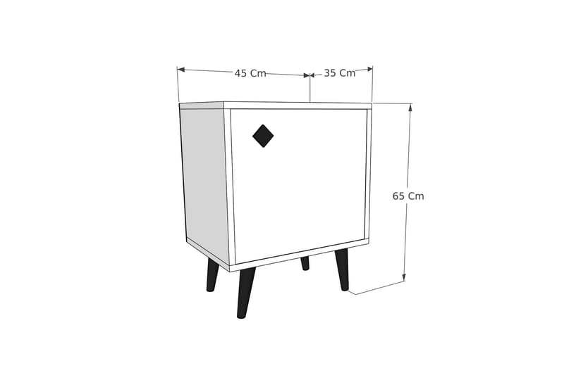 HASTIKOZ Sängbord 45x35 cm Brun/Vit - Sängbord - Bord