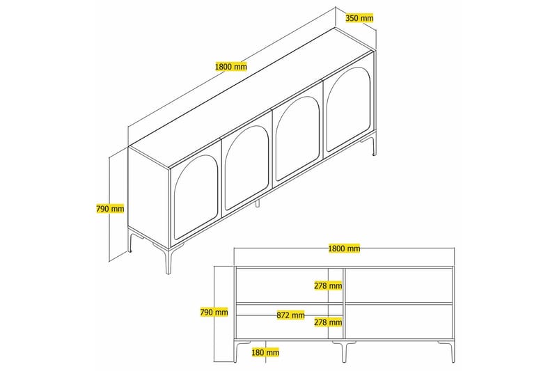 Hazim Konsollbord 180 cm Vit/Svart - Möbler - Vardagsrum - Soffbord & vardagsrumsbord - Avlastningsbord & konsolbord