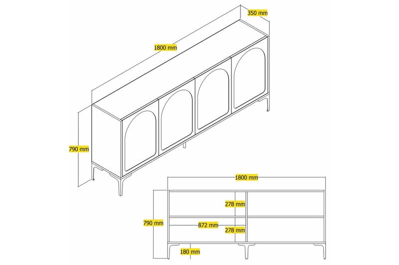 Hazim Konsollbord 180 cm - Vit/Svart - Möbler - Vardagsrum - Soffbord & vardagsrumsbord - Avlastningsbord & konsolbord
