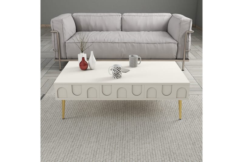 Hazim Soffbord 105 cm - Cream/Guld - Möbler - Vardagsrum - Soffbord & vardagsrumsbord - Soffbord