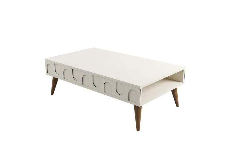 Hazim Soffbord 105 cm, Cream/Valnöt