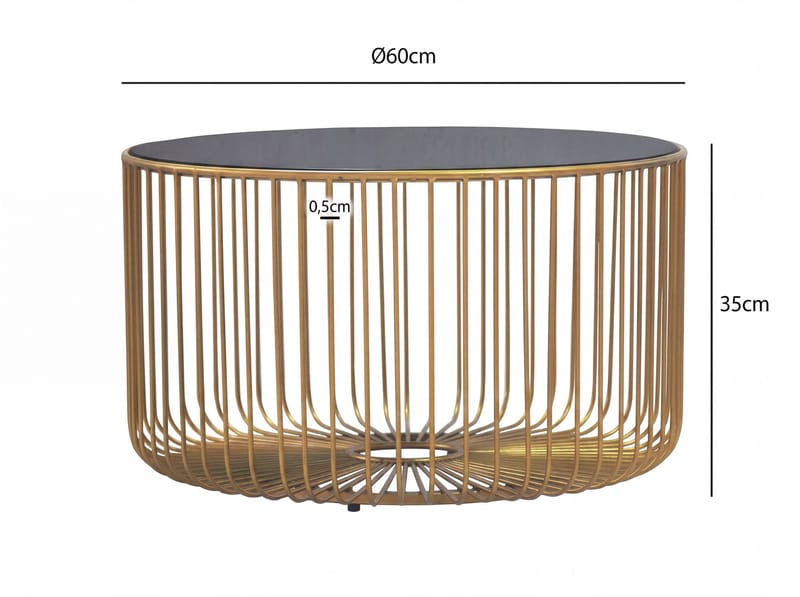 Helora Runt soffbord 60 cm i glas och metall - guld / svart - Möbler - Vardagsrum - Soffbord & vardagsrumsbord - Soffbord