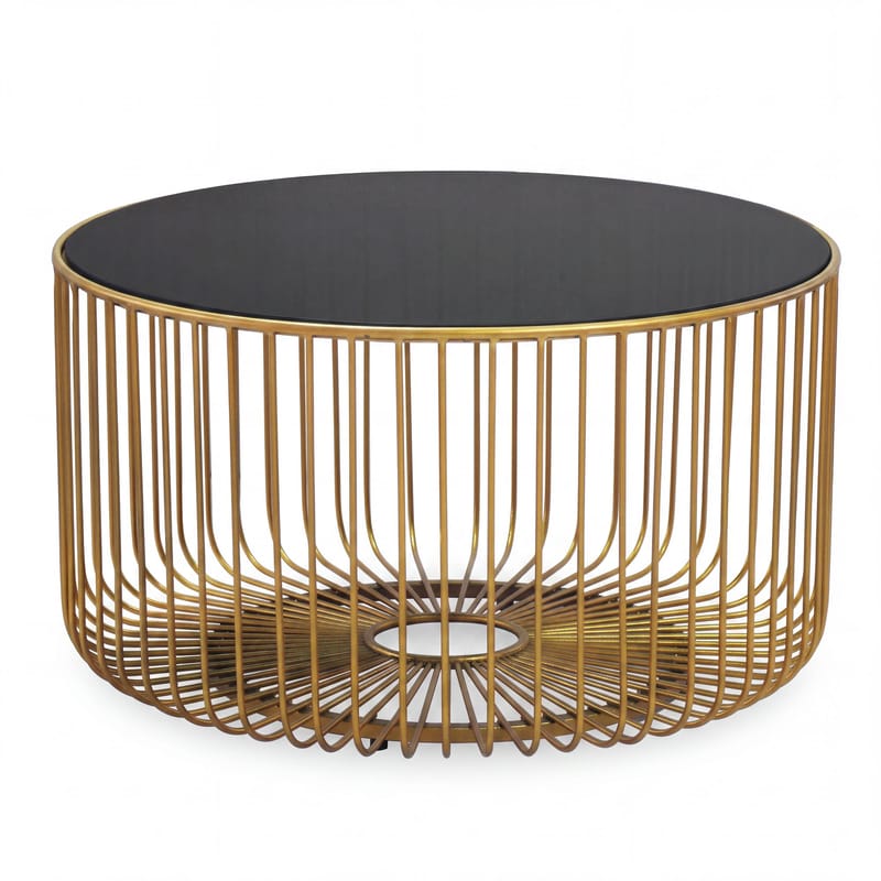 Helora Runt soffbord 60 cm i glas och metall - guld / svart - Möbler - Vardagsrum - Soffbord & vardagsrumsbord - Soffbord