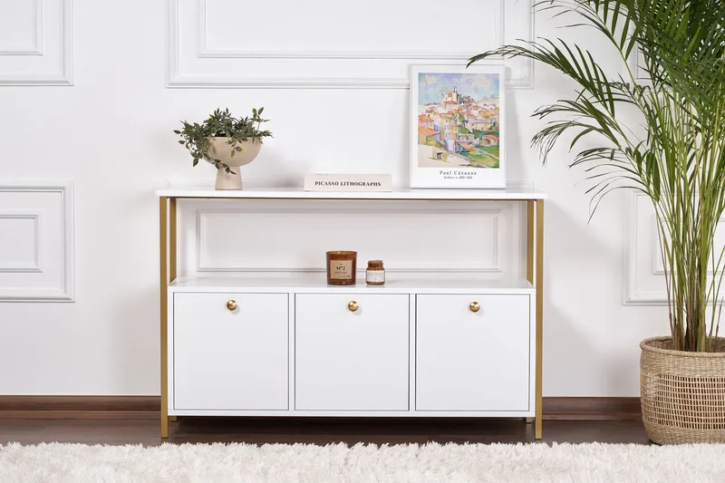 Hemani Konsolbord 120 cm - Vitt och guld - Möbler - Vardagsrum - Soffbord & vardagsrumsbord - Avlastningsbord & konsolbord