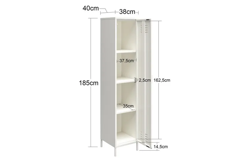Högskåp Mission District 38x40x185 cm, Vit - 38x40x185 cm, Vit - Förvaring - Skåp - Förvaringsskåp - Klädskåp & omklädningsskåp