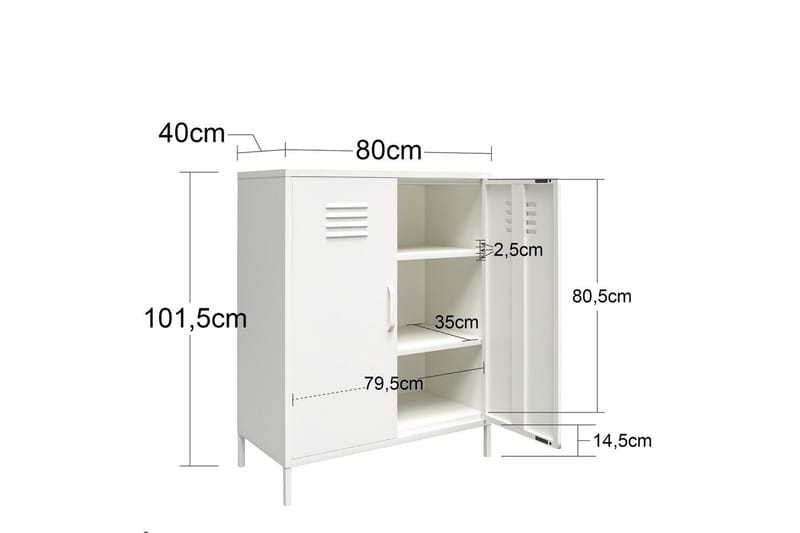 Högskåp Mission District 40x80x102 cm, Vit - 40x80x102 cm, Vit - Möbler - Vardagsrum - Soffbord & vardagsrumsbord - Avlastningsbord & konsolbord