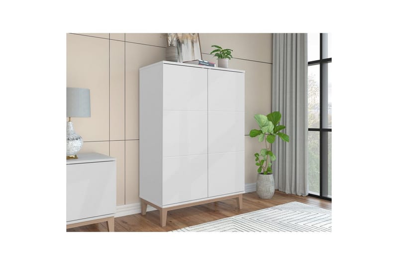 Högskåp Pelle Vit/Wotan ek - Vit/Wotan ek - Förvaring - Förvaringsmöbler - Byrå