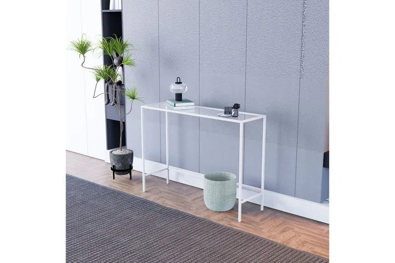 Horacio Sidobord 100 cm - Vit/Transparent - Möbler - Vardagsrum - Soffbord & vardagsrumsbord - Brickbord