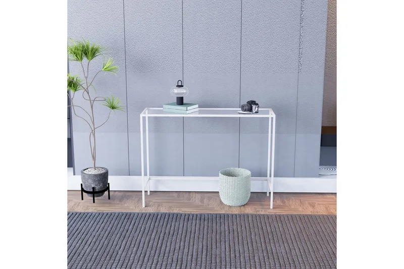 Horacio Sidobord 100 cm - Vit/Transparent - Möbler - Vardagsrum - Soffbord & vardagsrumsbord - Brickbord