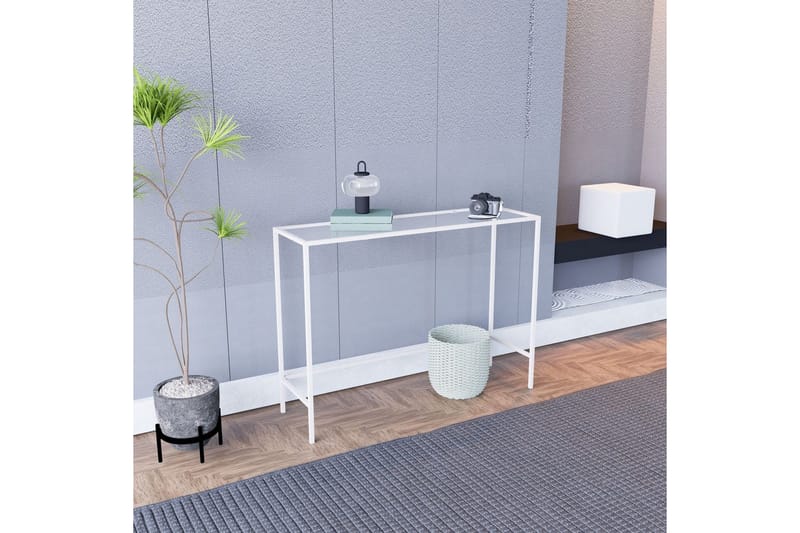 Horacio Sidobord 100 cm - Vit/Transparent - Möbler - Vardagsrum - Soffbord & vardagsrumsbord - Brickbord
