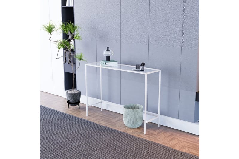 Horacio Sidobord 100 cm - Vit/Transparent - Möbler - Vardagsrum - Soffbord & vardagsrumsbord - Brickbord