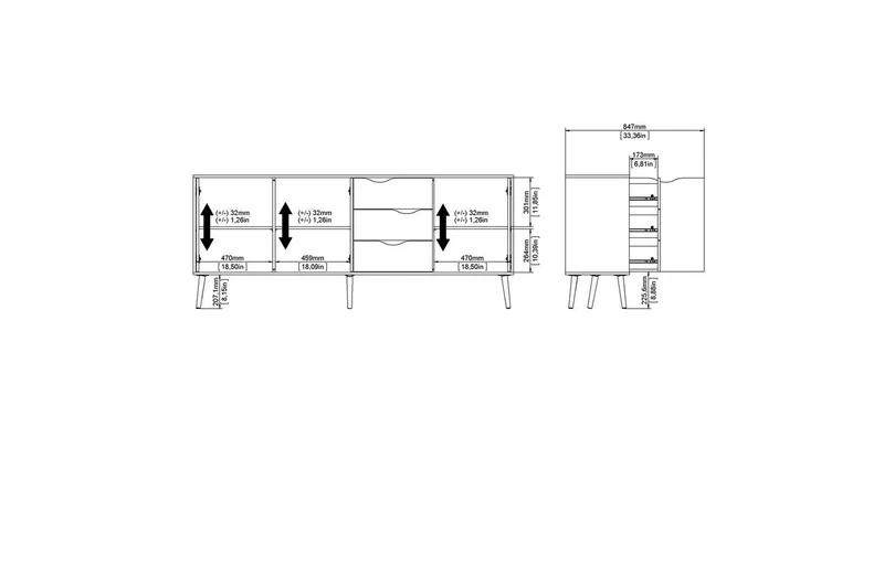 Hostafranc Skänk 195,7 cm - Vit - Förvaring - Förvaringsmöbler - Skänkar & sideboards