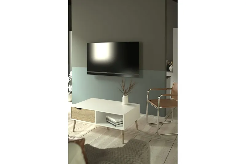 Hostafranc Soffbord 98,7 cm - Natur/Vit - Möbler - Vardagsrum - Soffbord & vardagsrumsbord - Soffbord