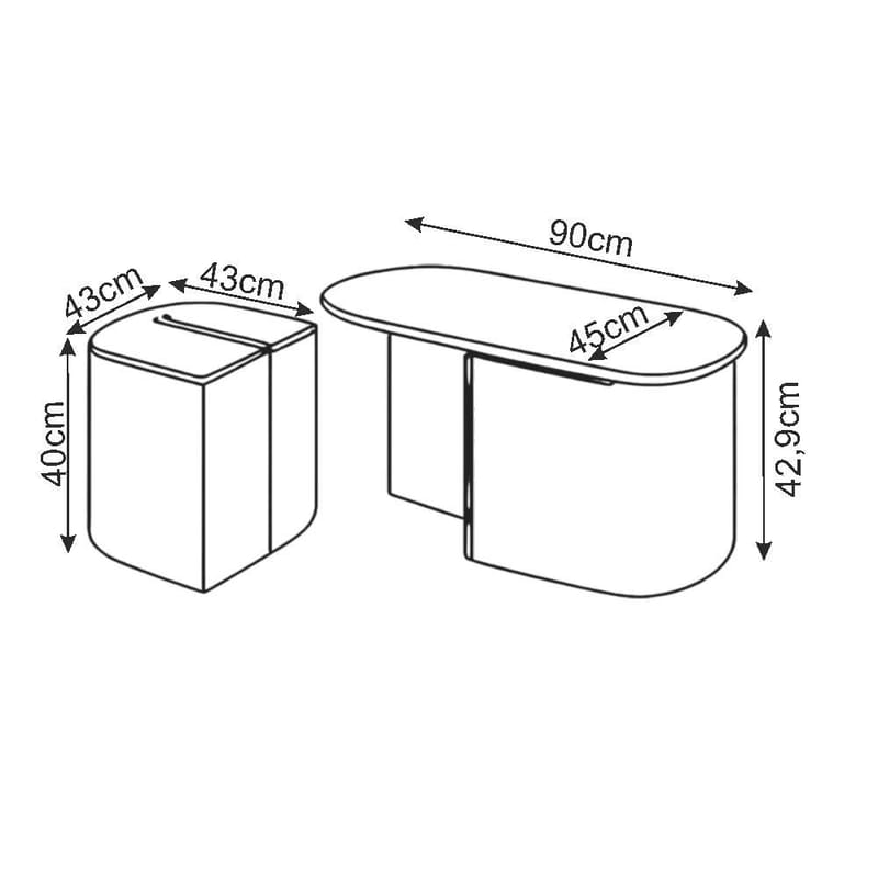 Hu Soffbordsset 90x42,9x45 cm - Antik valnöt - Möbler - Vardagsrum - Soffbord & vardagsrumsbord - Soffbord