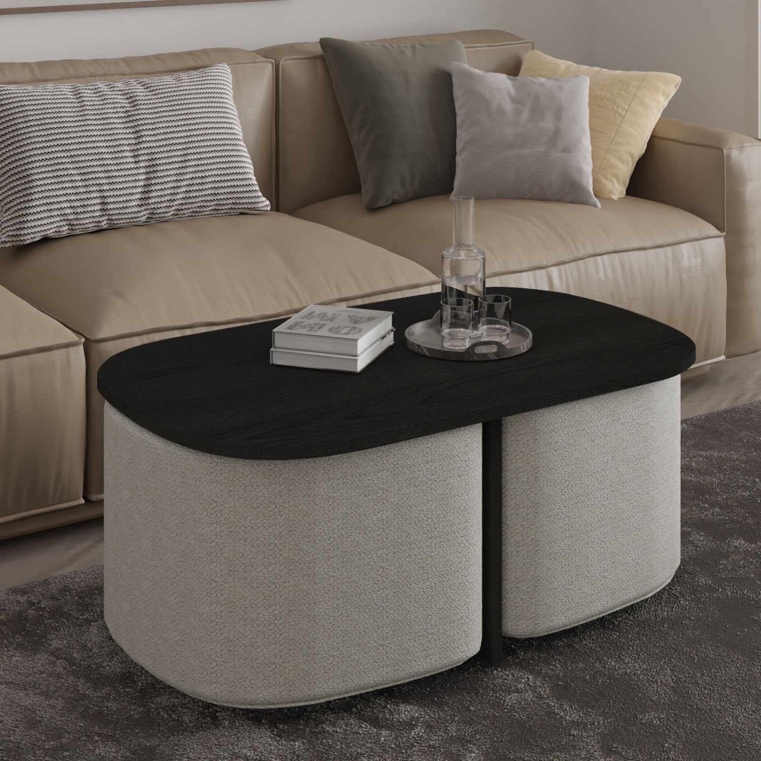 Hu Soffbordsset 90x42,9x45 cm - Svart