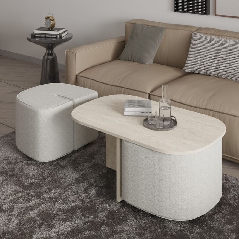 Hu Soffbordsset 90x42,9x45 cm - Travertin - Möbler - Vardagsrum - Soffbord & vardagsrumsbord - Soffbord