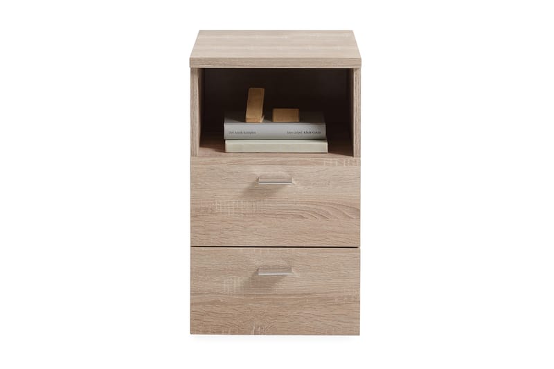 IBLIS Sängbord 35 cm med Förvaring 2 Lådor + Hylla Grå/Beige - Sängbord - Bord