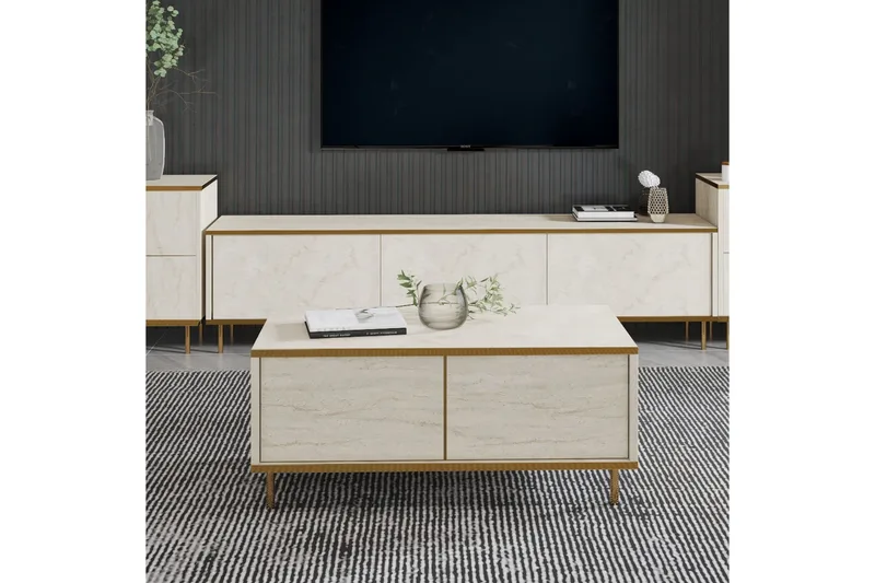 Imaj Soffbord 90 cm - Beige/Guld - Möbler - Vardagsrum - Soffbord & vardagsrumsbord - Soffbord