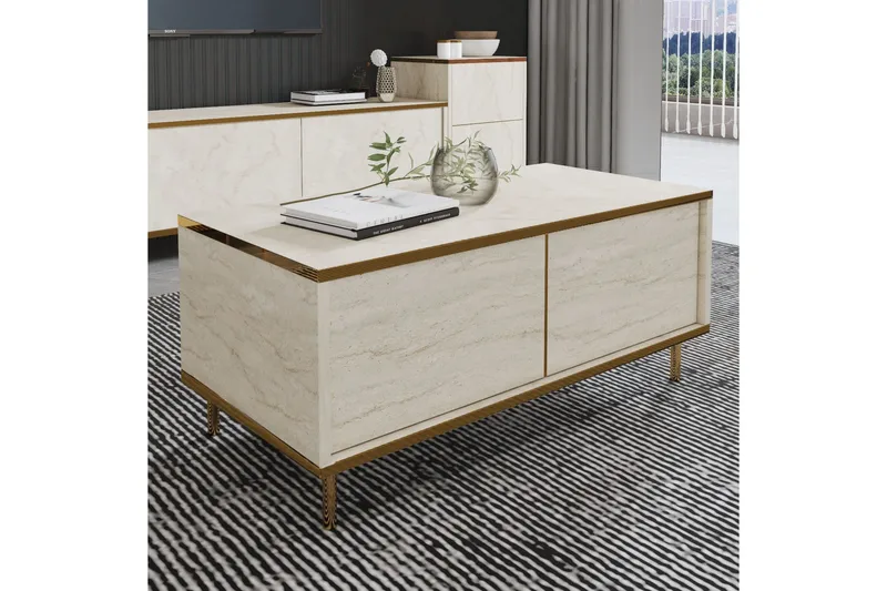 Imaj Soffbord 90 cm - Beige/Guld - Möbler - Vardagsrum - Soffbord & vardagsrumsbord - Soffbord