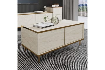 Imaj Soffbord 90 cm Rektangulärt med Lådor i Målat Trä - Beige - Möbler - Vardagsrum - Soffbord & vardagsrumsbord - Soffbord