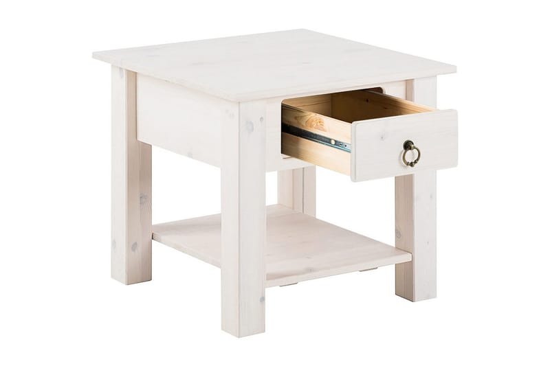 Ines 50 cm Kvadratiskt Soffbord med Lådor i Furu - Vit - Möbler - Vardagsrum - Soffbord & vardagsrumsbord - Soffbord