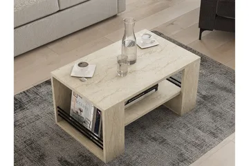Iris 80 cm Rektangulärt Soffbord med Hylla i Trä - Beige - Möbler - Vardagsrum - Soffbord & vardagsrumsbord - Soffbord