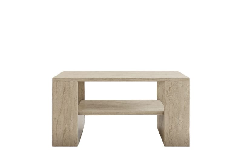 Iris 80 cm Rektangulärt Soffbord med Hylla i Trä, Beige