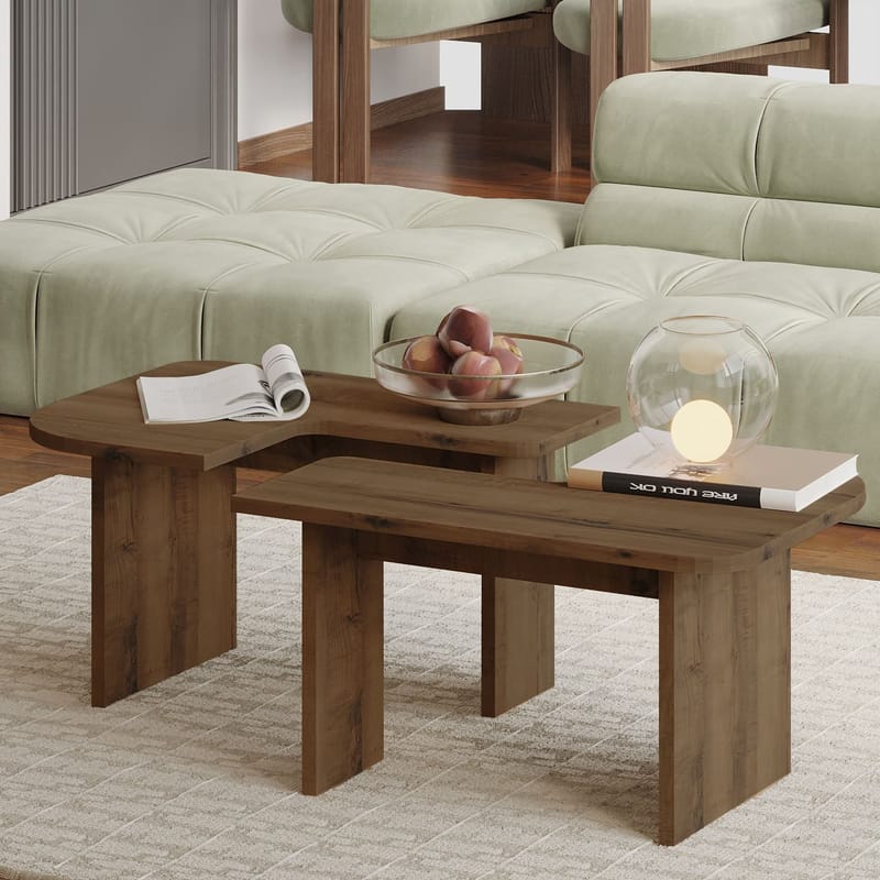 Iris Soffbordsset 90x35x45 cm - Antik valnöt - Möbler - Vardagsrum - Soffbord & vardagsrumsbord - Soffbord