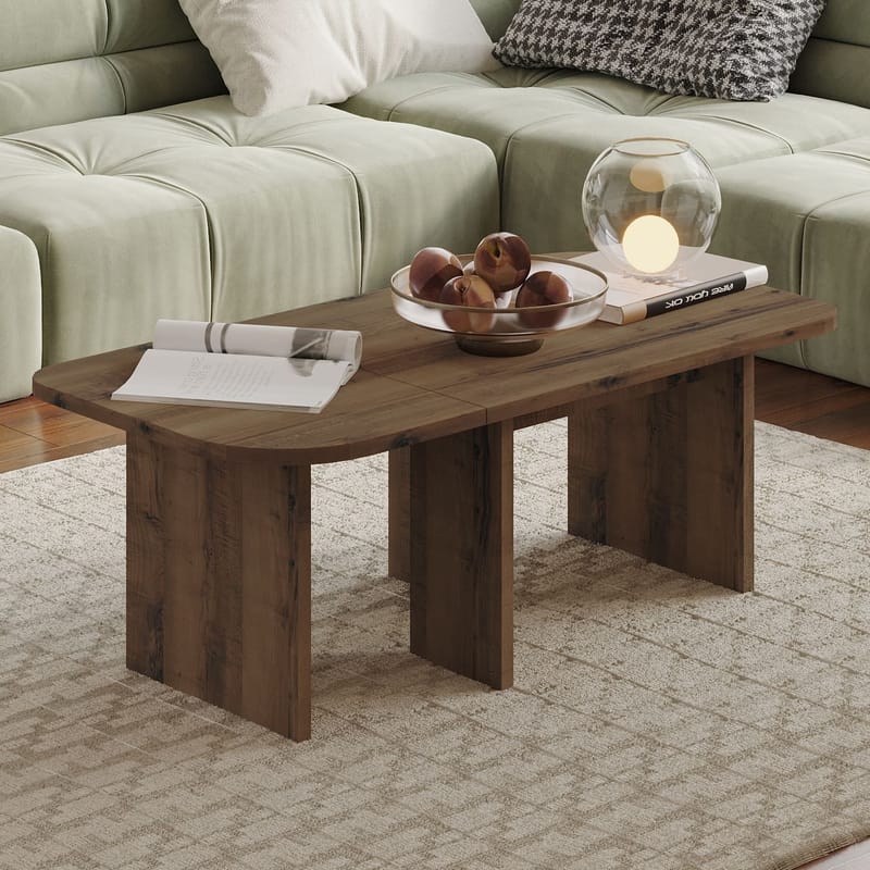 Iris Soffbordsset 90x35x45 cm - Antik valnöt - Möbler - Vardagsrum - Soffbord & vardagsrumsbord - Soffbord