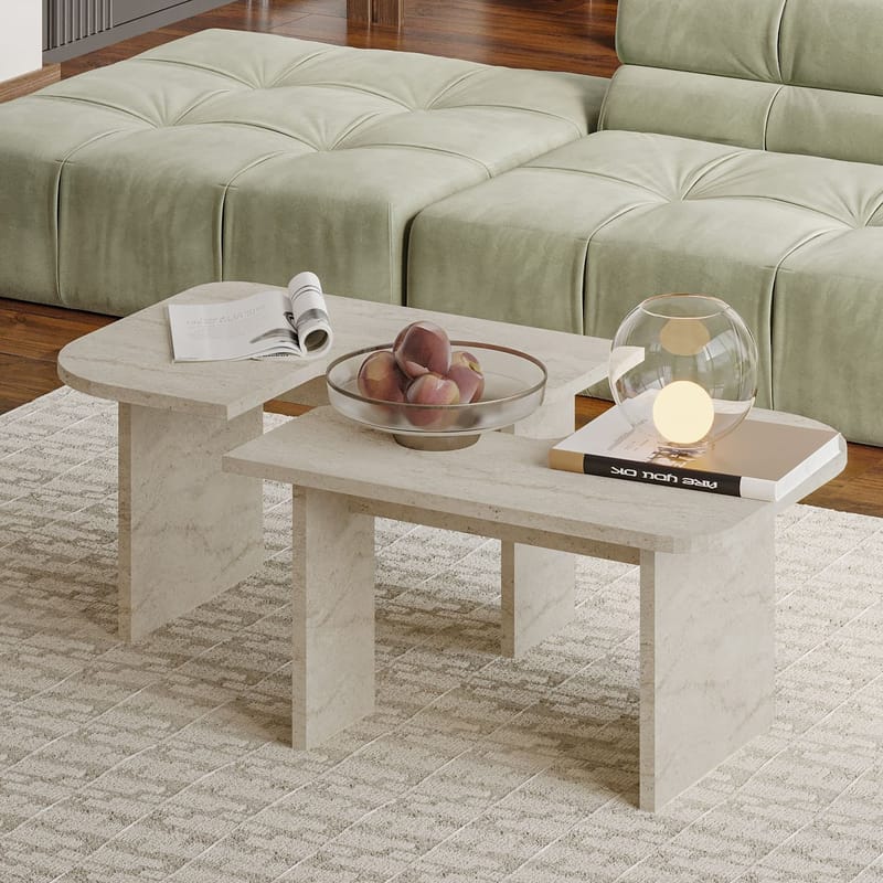 Iris Soffbordsset 90x35x45 cm - Travertin - Möbler - Vardagsrum - Soffbord & vardagsrumsbord - Soffbord