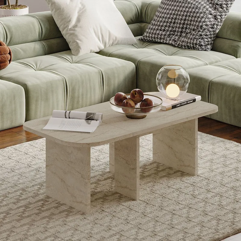 Iris Soffbordsset 90x35x45 cm - Travertin - Möbler - Vardagsrum - Soffbord & vardagsrumsbord - Soffbord