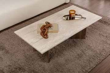 Isami Soffbord 119x40x60 cm - Travertin, Venezia-valnöt - Möbler - Vardagsrum - Soffbord & vardagsrumsbord - Soffbord