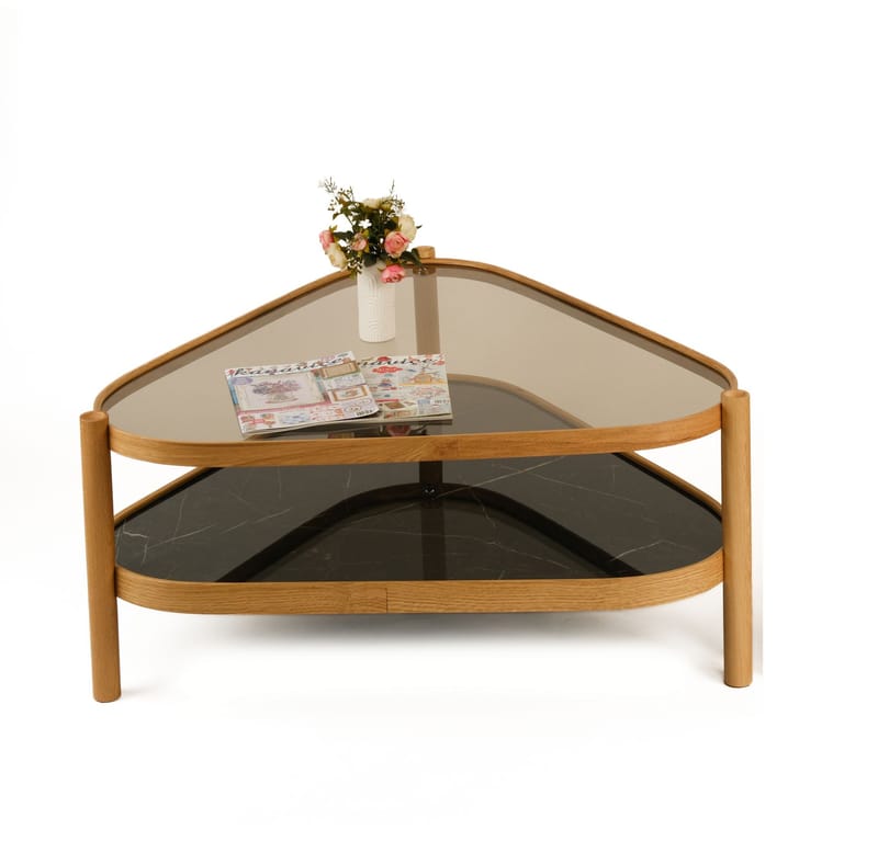 Isdahl Soffbord 95x48x95 cm - Ek och svart marmormönster - Möbler - Vardagsrum - Soffbord & vardagsrumsbord - Soffbord