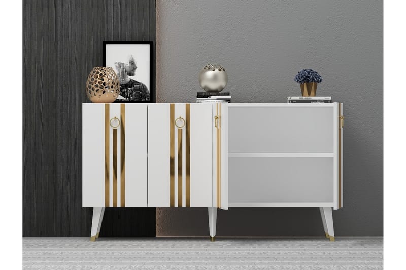 Isil Konsollbord 150 cm Vit/Guld - Möbler - Vardagsrum - Soffbord & vardagsrumsbord - Avlastningsbord & konsolbord