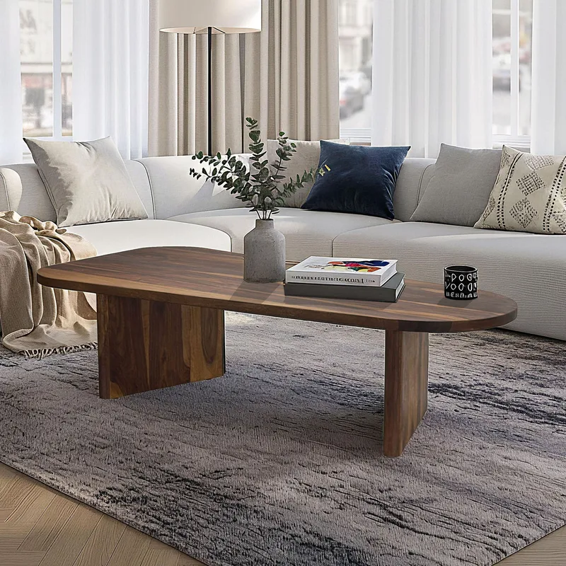 Ivoeri Soffbord 120 cm Oval Lantlig stil - Varm mörkbrun - Möbler - Vardagsrum - Soffbord & vardagsrumsbord - Soffbord