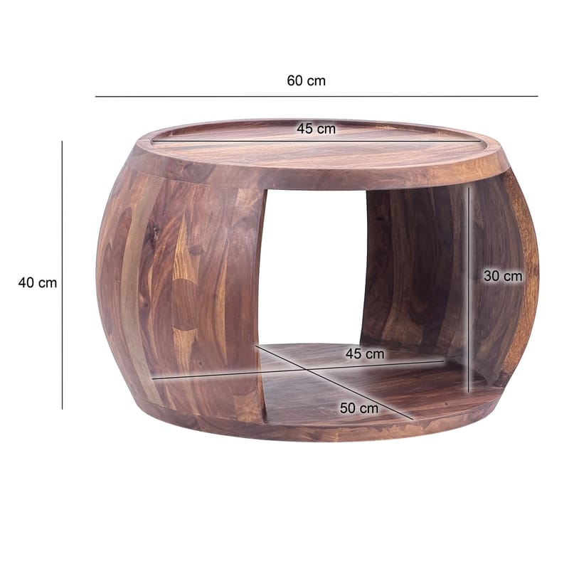 Ivoilo Soffbord 60 cm Lantlig stil - Varm mörkbrun - Möbler - Vardagsrum - Soffbord & vardagsrumsbord - Soffbord