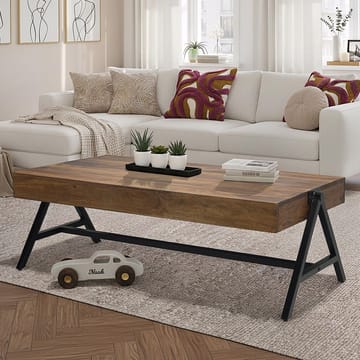 Ivoira Soffbord 120 cm Industriell stil - Varm mörkbrun och svart - Möbler - Vardagsrum - Soffbord & vardagsrumsbord - Soffbord