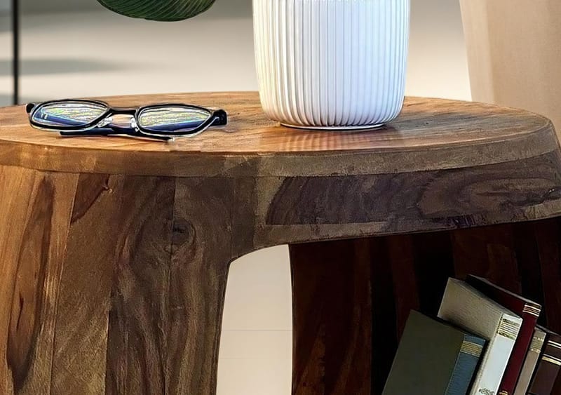 Ivoora Sidobord 50 cm Lantlig stil - varm mörkbrun - Möbler - Vardagsrum - Soffbord & vardagsrumsbord - Brickbord