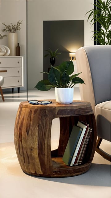 Ivoora Sidobord 50 cm Lantlig stil - varm mörkbrun - Möbler - Vardagsrum - Soffbord & vardagsrumsbord - Brickbord