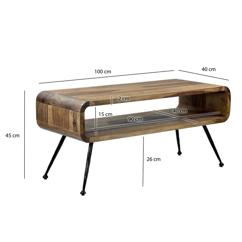 Ivoova Soffbord 100 cm - Varm mörkbrun och svart - Möbler - Vardagsrum - Soffbord & vardagsrumsbord - Soffbord