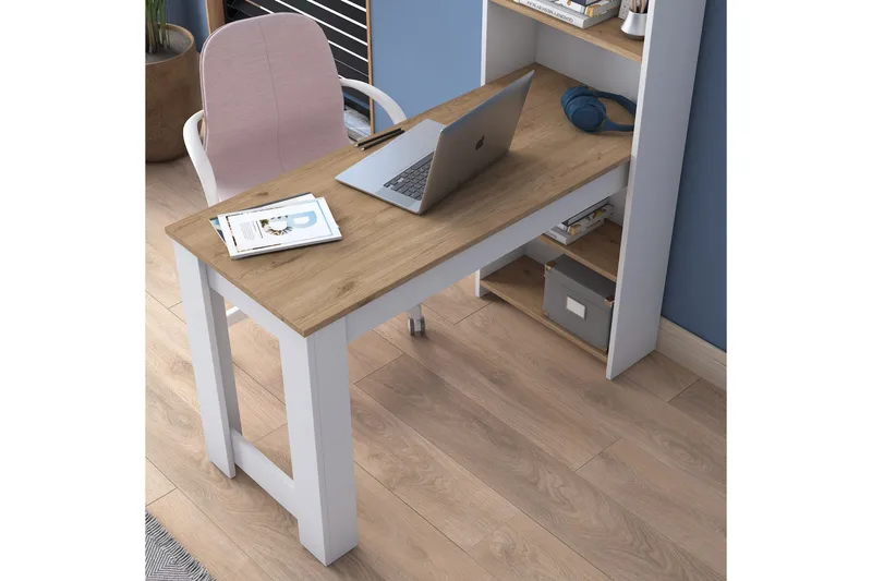 Jaan Skrivbord 53,8x120 cm Vit/Brun - Hanah Home - Möbler - Hemmakontor - Skrivbord